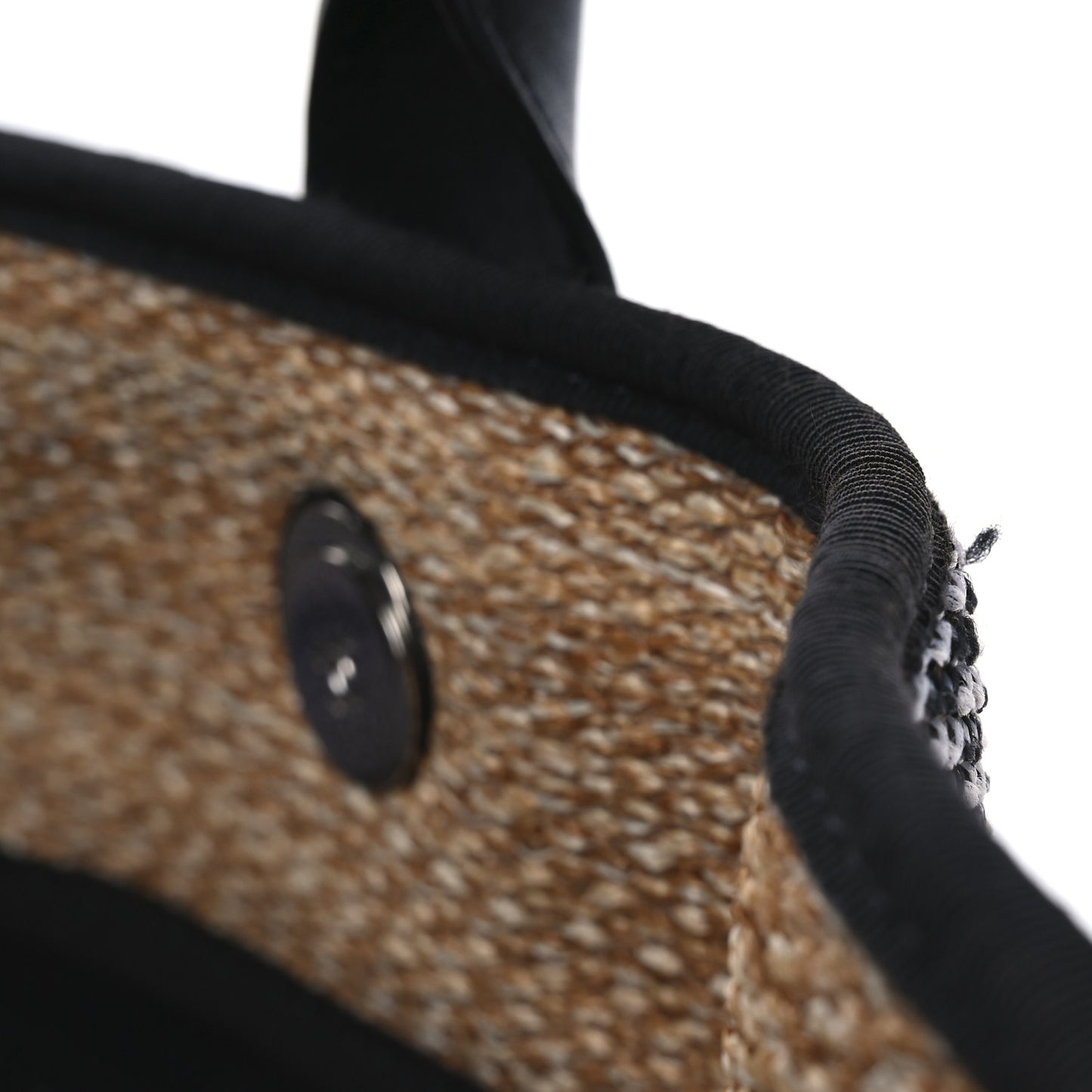 Woven Straw Raffia Logo Tote Blue Beige