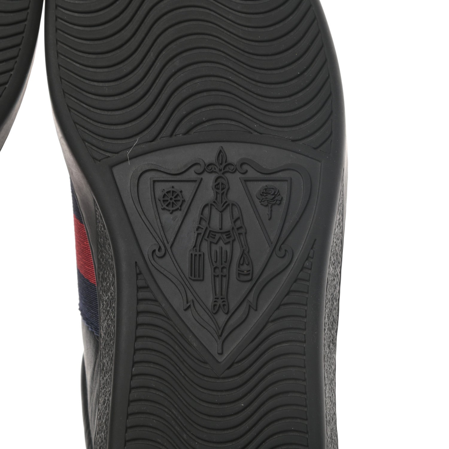 Gucci Miro Soft Calfskin Laminated Ayers Web Bee Embroidered Mens Ace Sneakers 6.5 Black Red Flame Night 7 of 11