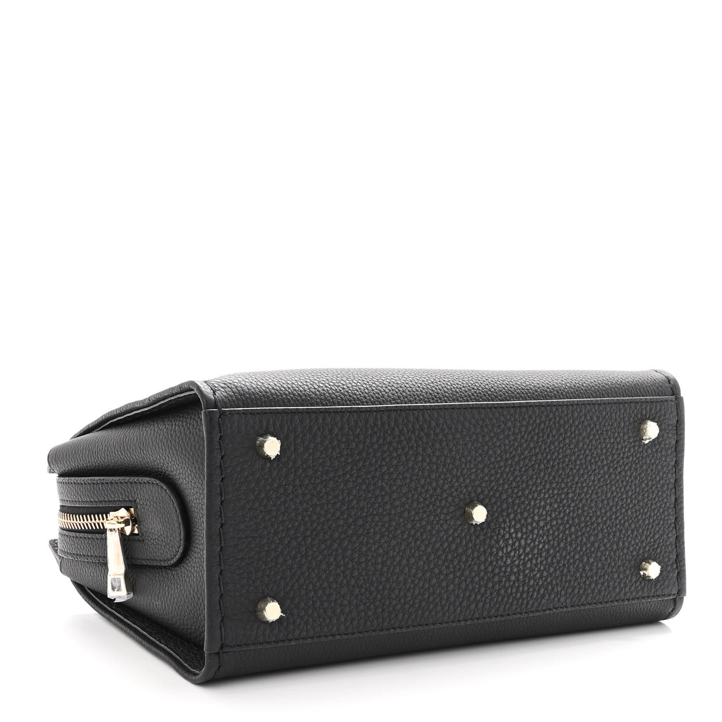 Grained Calfskin Small Edith Top Handle Bag Black