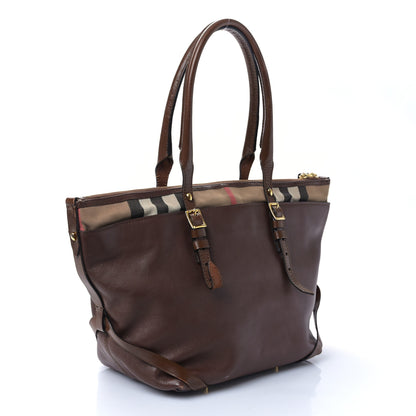 Burberry Calfskin House Check Small Salisbury Tote Brown 3 of 9