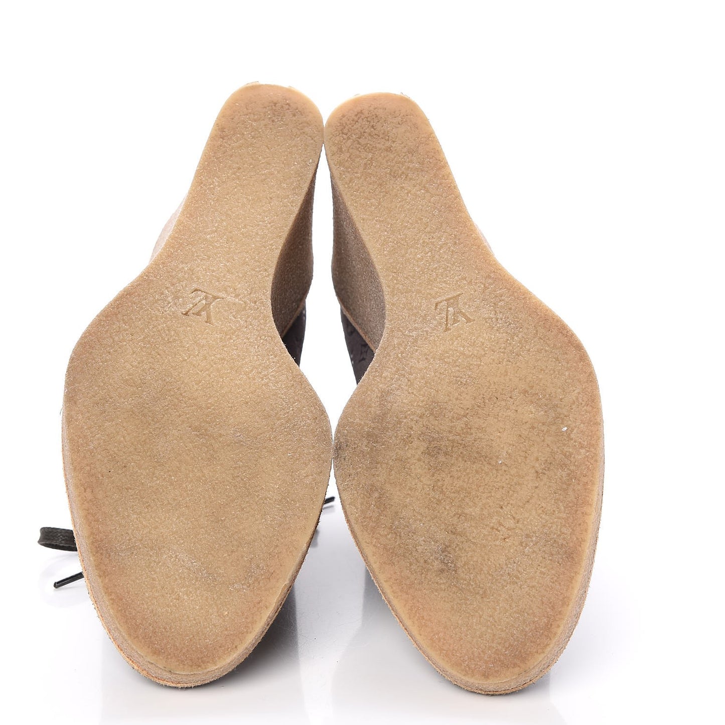 Monogram Embossed Suede Frosty Wedge Low Boots 38.5 Dark Grey