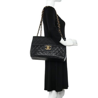 Chanel Lambskin Quilted XL Jumbo Single Flap Black 2 of 14