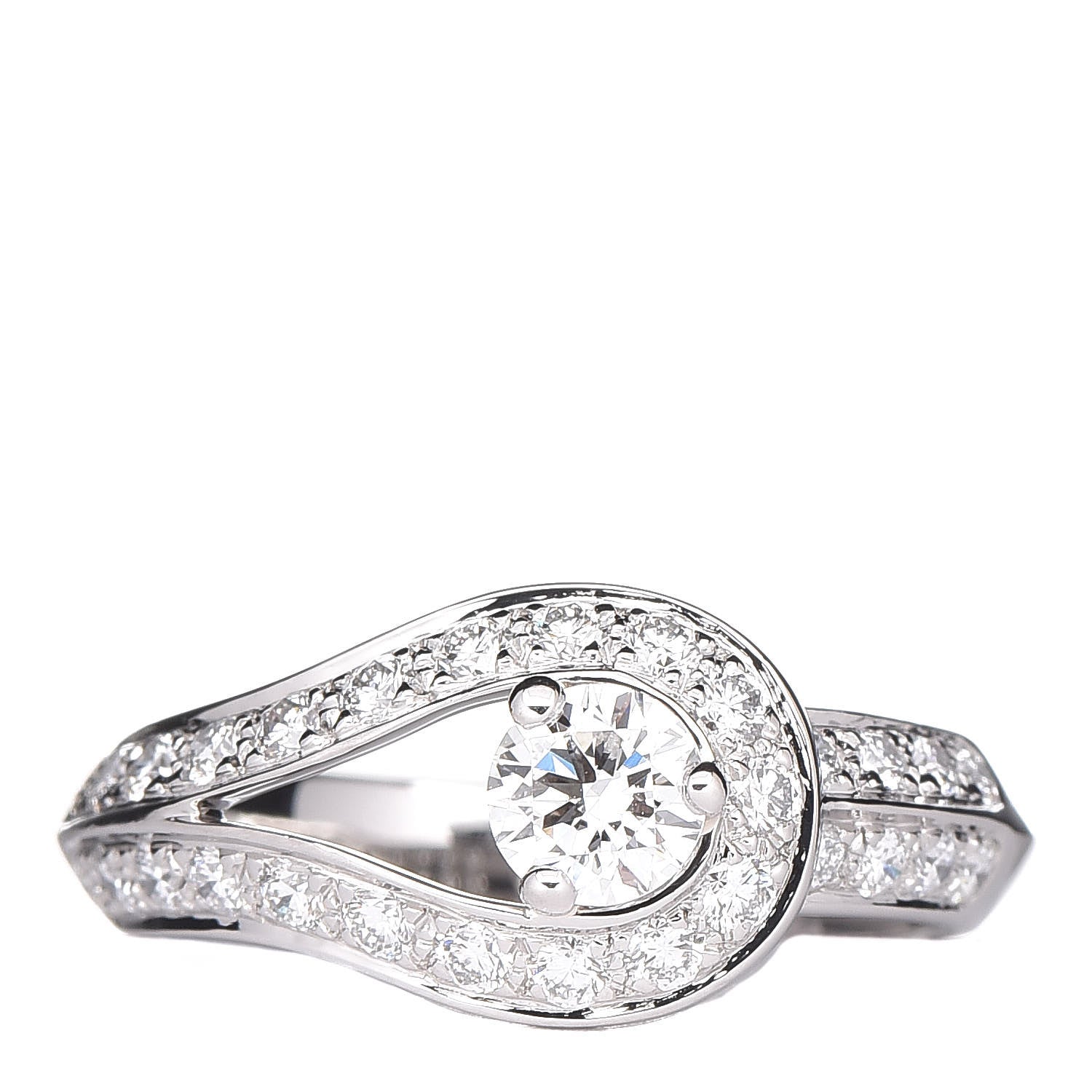 Van Cleef & Arpels Platinum Diamond .30ct Couture Solitaire Ring 50/5.25 1 of 17