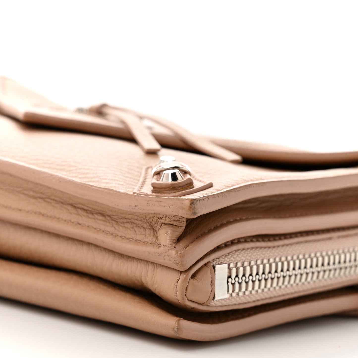 Veau Papier Classic Silver Hardware Triple XS Zip Around Crossbody Rose Des Sables