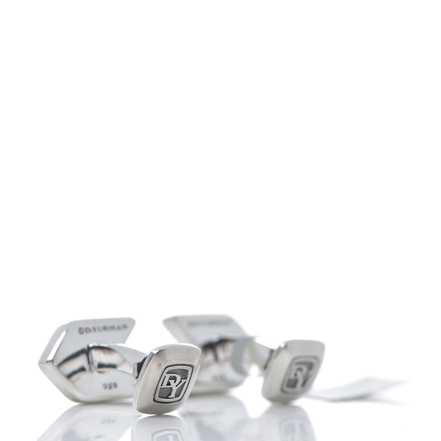 David Yurman Sterling Silver Black Onyx Chevron Stone Cufflinks 3 of 6
