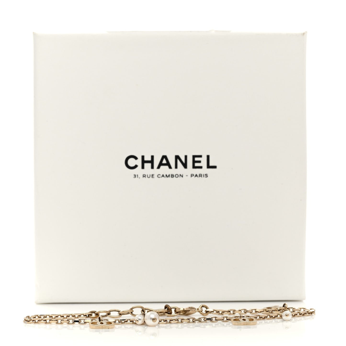 Pearl CC Chain Anklet Gold