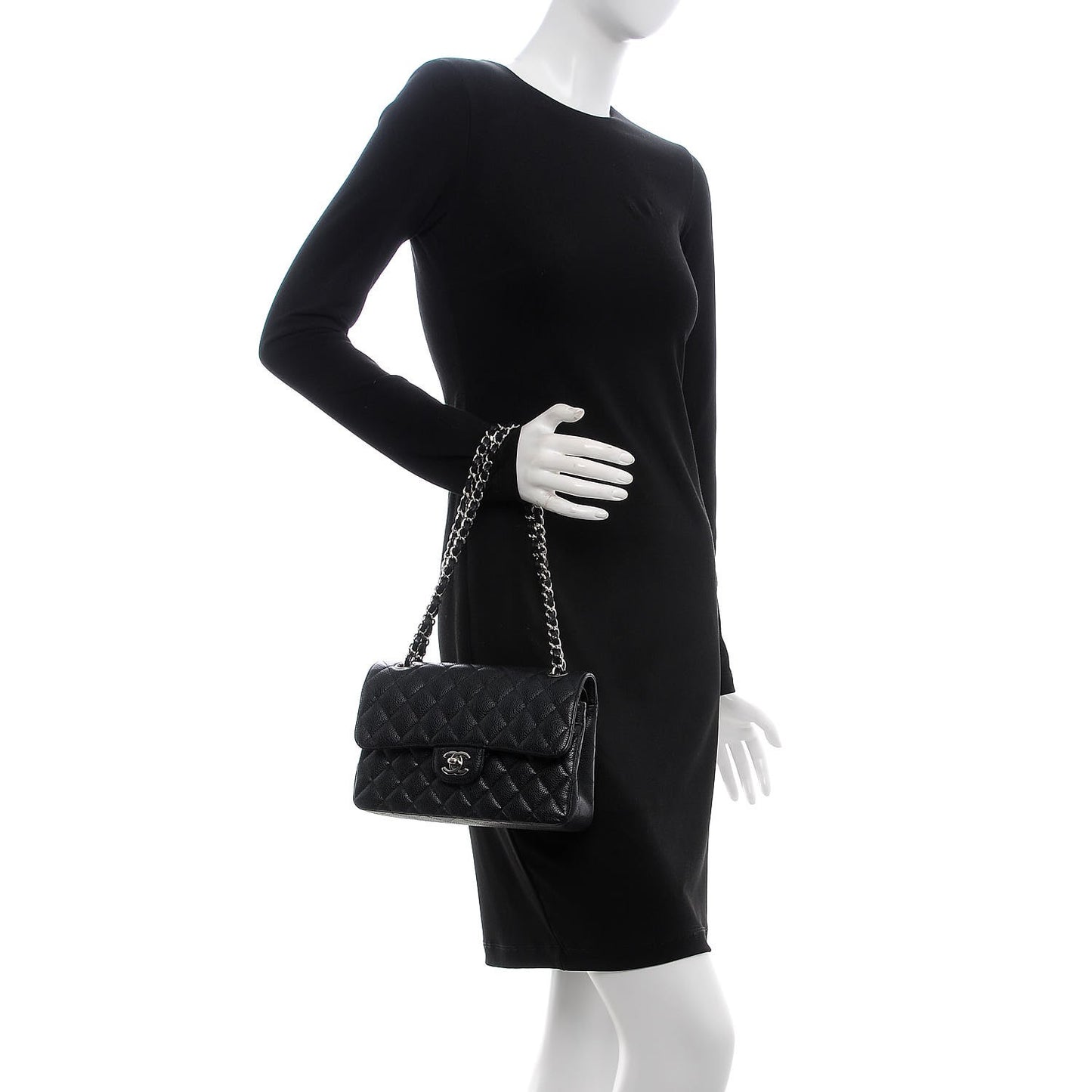 Caviar Quilted Small Double Flap Black