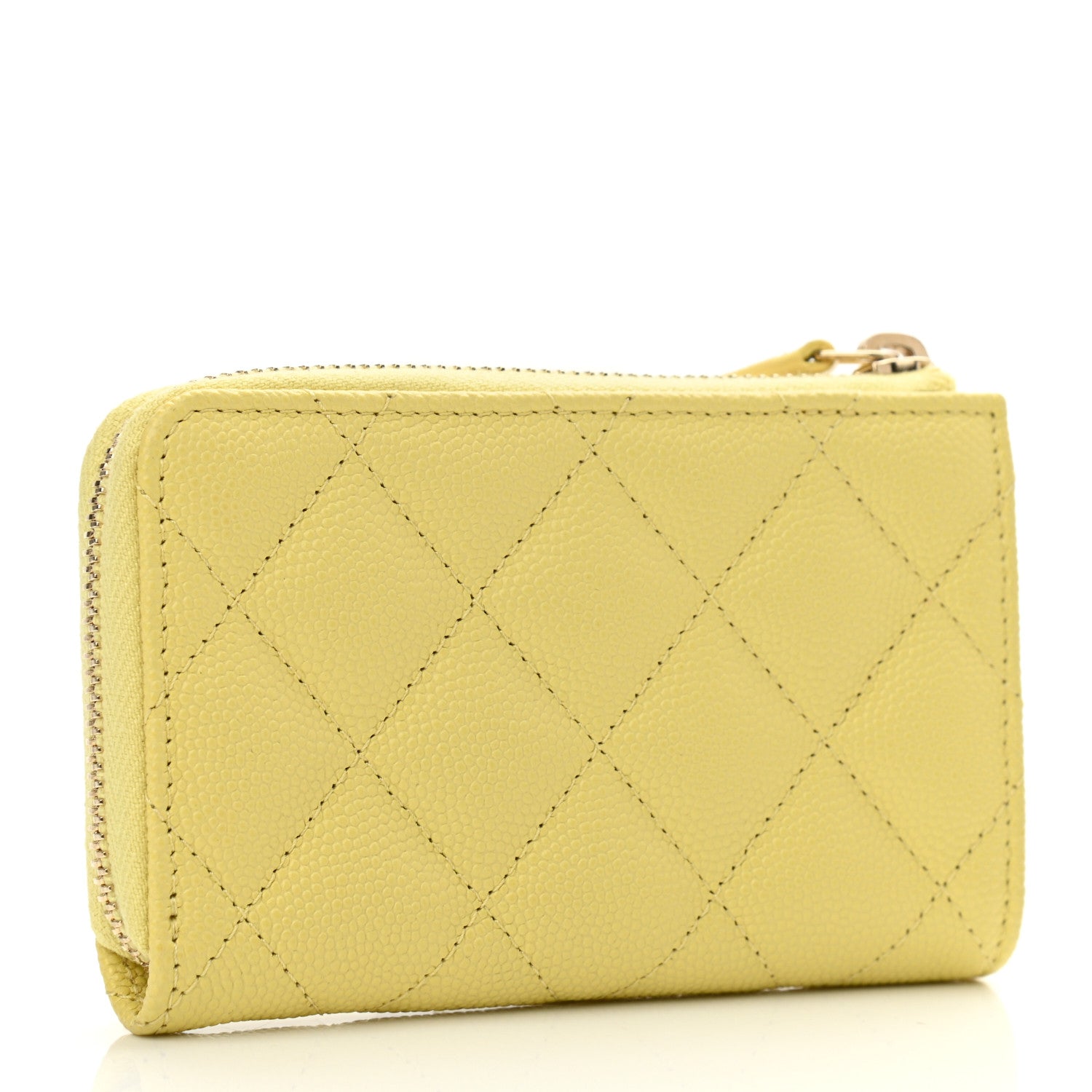 Chanel Caviar Quilted Zipped Key Holder Case Yellow 3 of 8