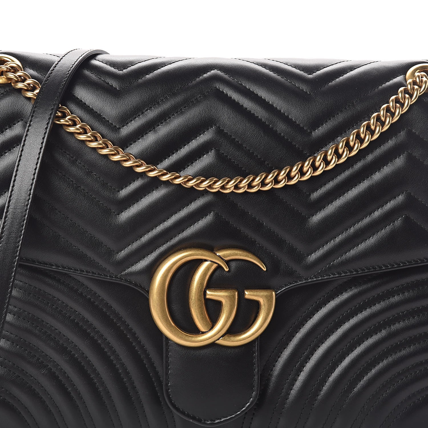 Gucci Calfskin Matelasse Large GG Marmont Shoulder Bag Black 8 of 10