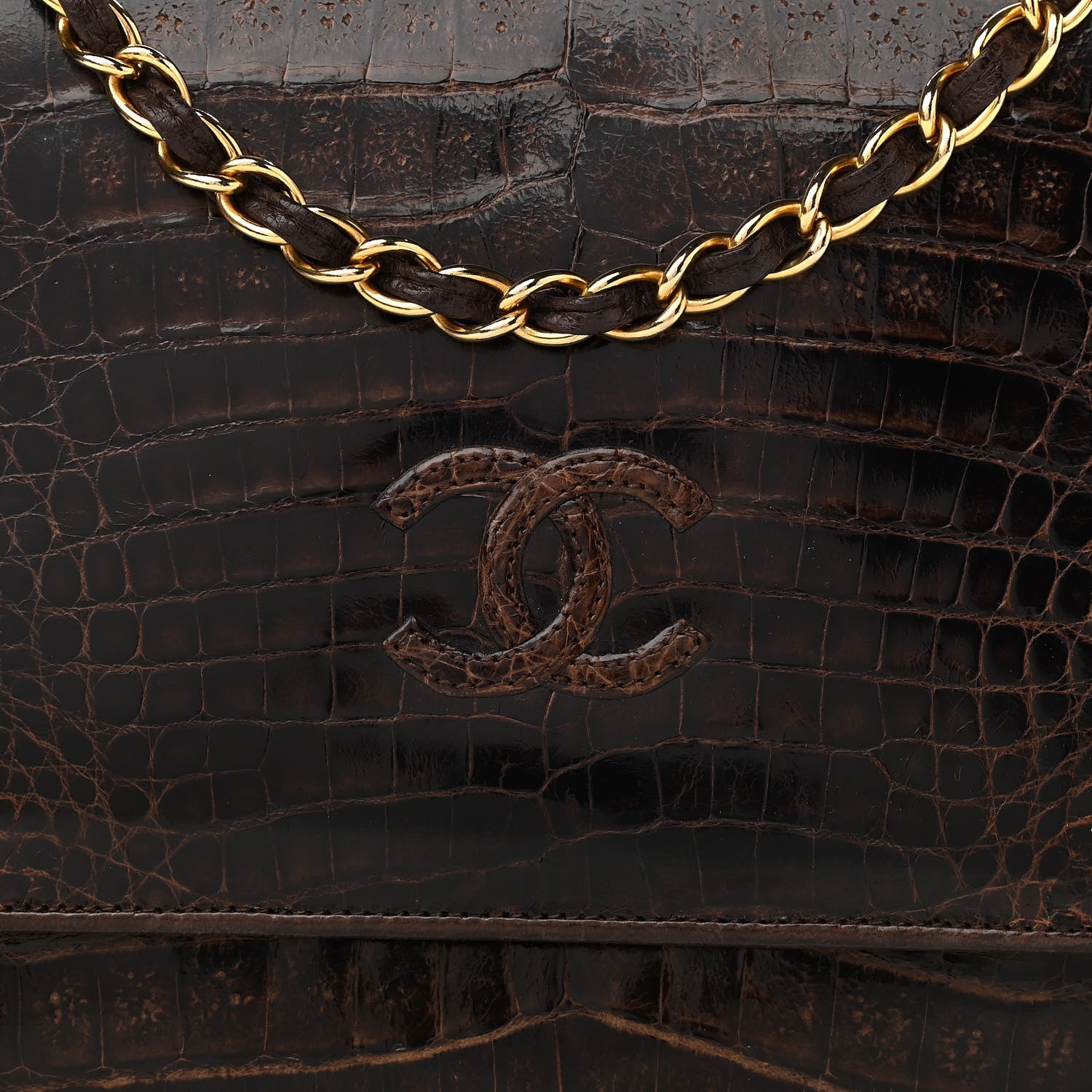 Chanel Alligator Small Single Flap Dark Brown 8 of 14