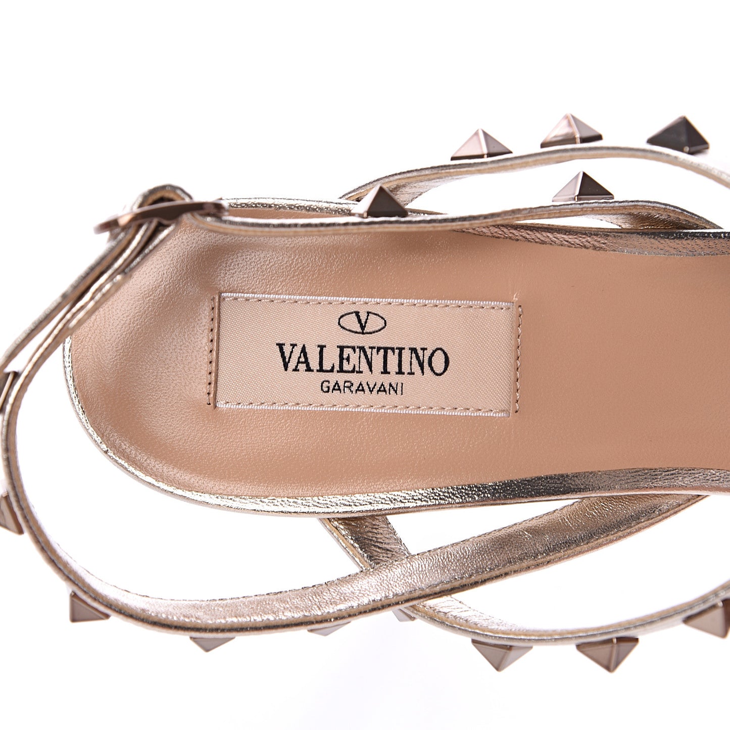 Metallic Nappa Rockstud T-Strap Slingback 85mm Sandals 40 Skin