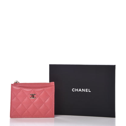 Chanel Caviar Quilted CC Zip Card Holder Pink 8 of 8