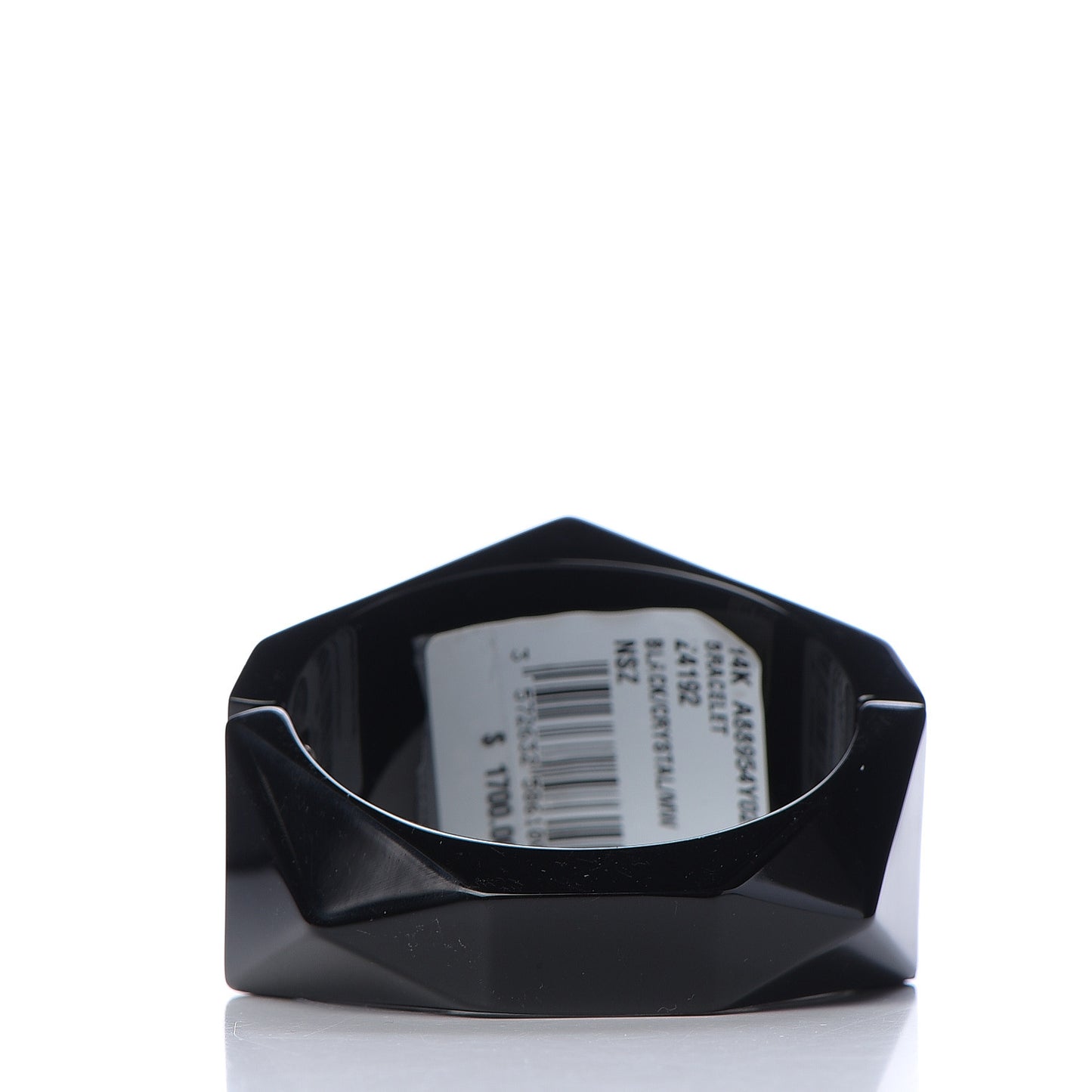 Resin Crystal CC Cuff Bracelet Black Silver
