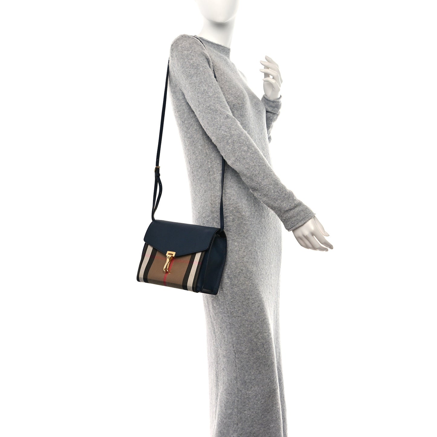 Derby Calfskin House Check Small Macken Crossbody Bag Ink Blue