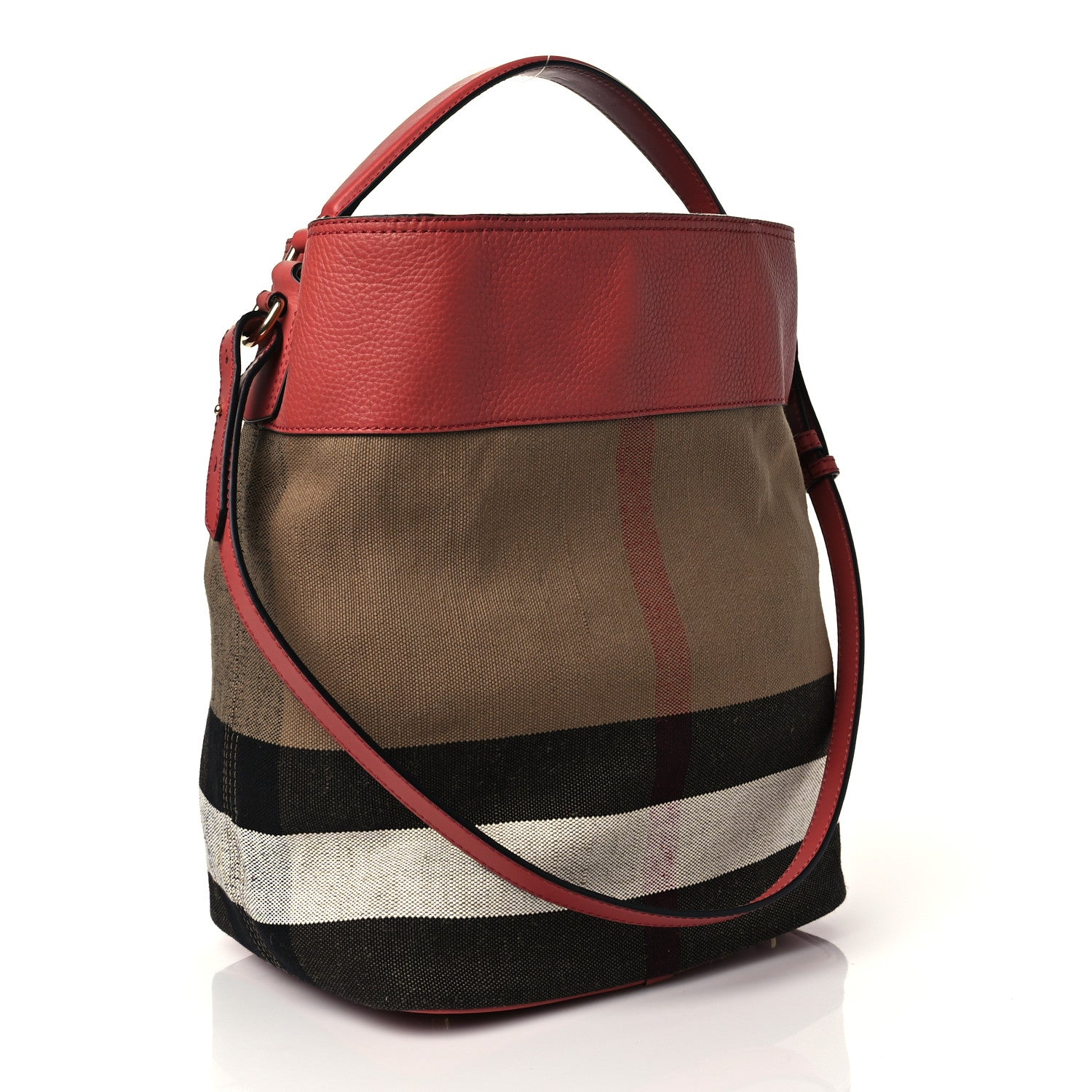 Burberry Canvas Mega Check Medium Ashby Tassel Hobo Cinnamon Red 4 of 9