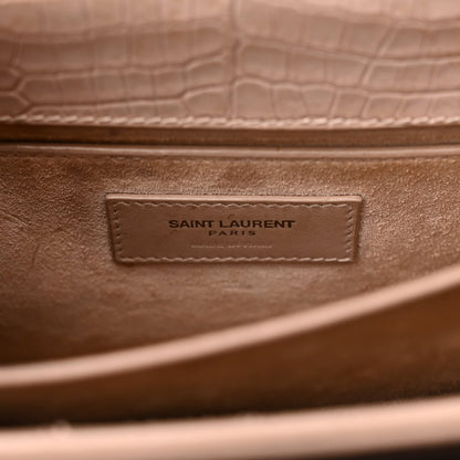 Saint Laurent Calfskin Crocodile Embossed Medium Monogram Sunset Rose Antic 6 of 25