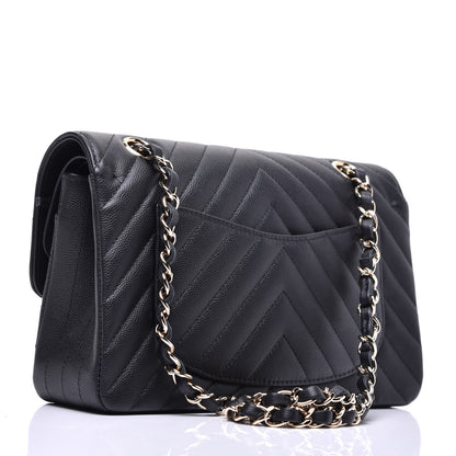 Chanel Caviar Chevron Quilted Small Double Flap Black 3 of 9