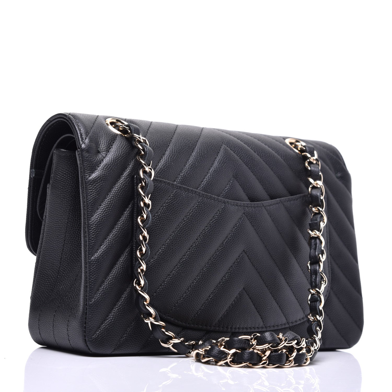 Chanel Caviar Chevron Quilted Small Double Flap Black 3 of 11