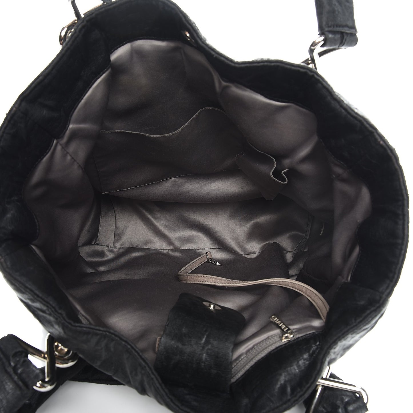 Crinkled Coated Canvas Le Marais Large Tote Black