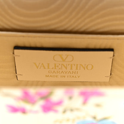 Valentino Garavani Satin Moire Floral Vlogo Loco Shoulder Bag White Multicolor 5 of 8