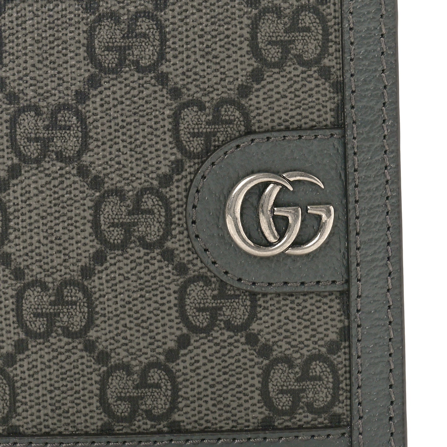 GG Supreme Monogram Calfskin Ophidia Bi-Fold Wallet Grey