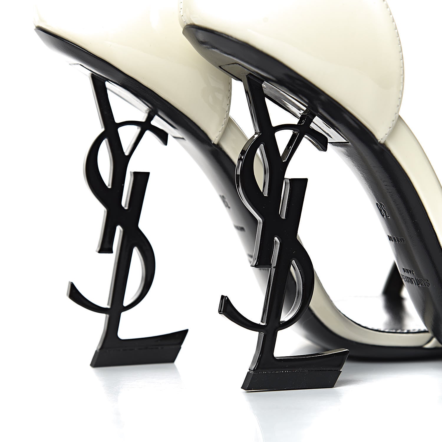 Saint Laurent Patent Calfskin Opyum Sandals 38 Neutro 8 of 9