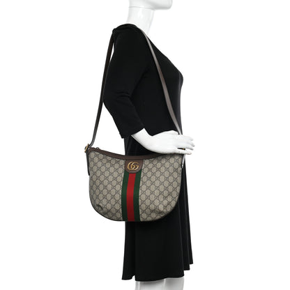 Gucci GG Supreme Monogram Web Small Ophidia Half Moon Hobo Brown 2 of 11