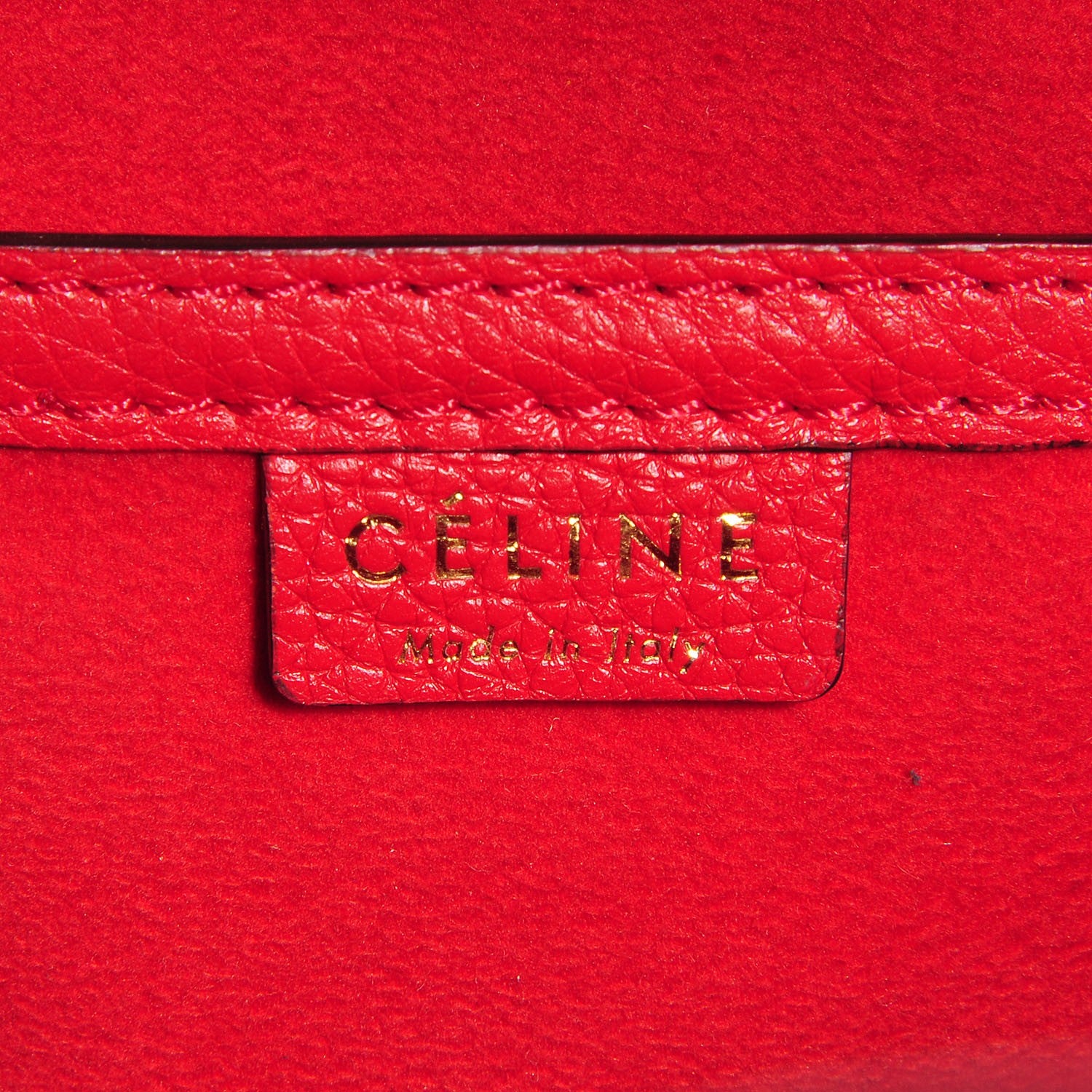 Celine Drummed Calfskin Nano Luggage Coquelicot 8 of 11