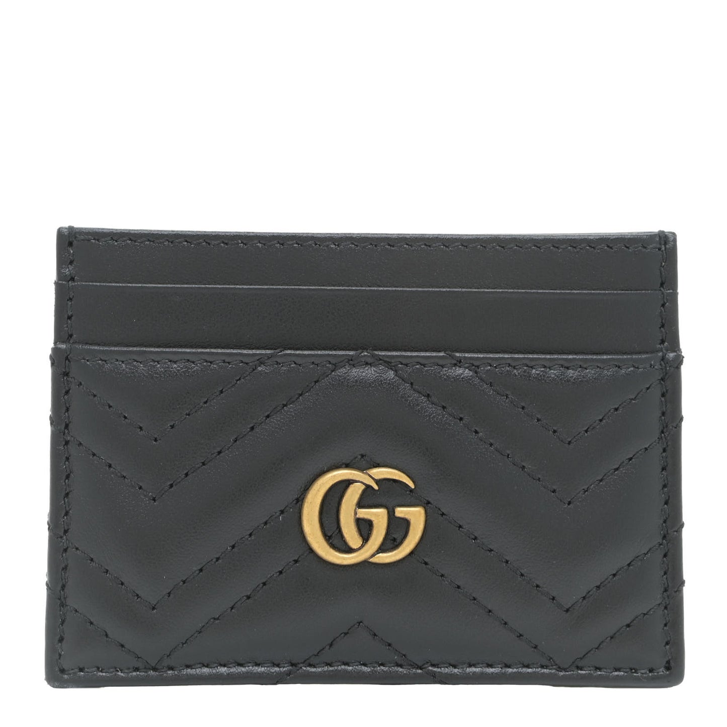 Calfskin Matelasse GG Marmont Card Holder Black
