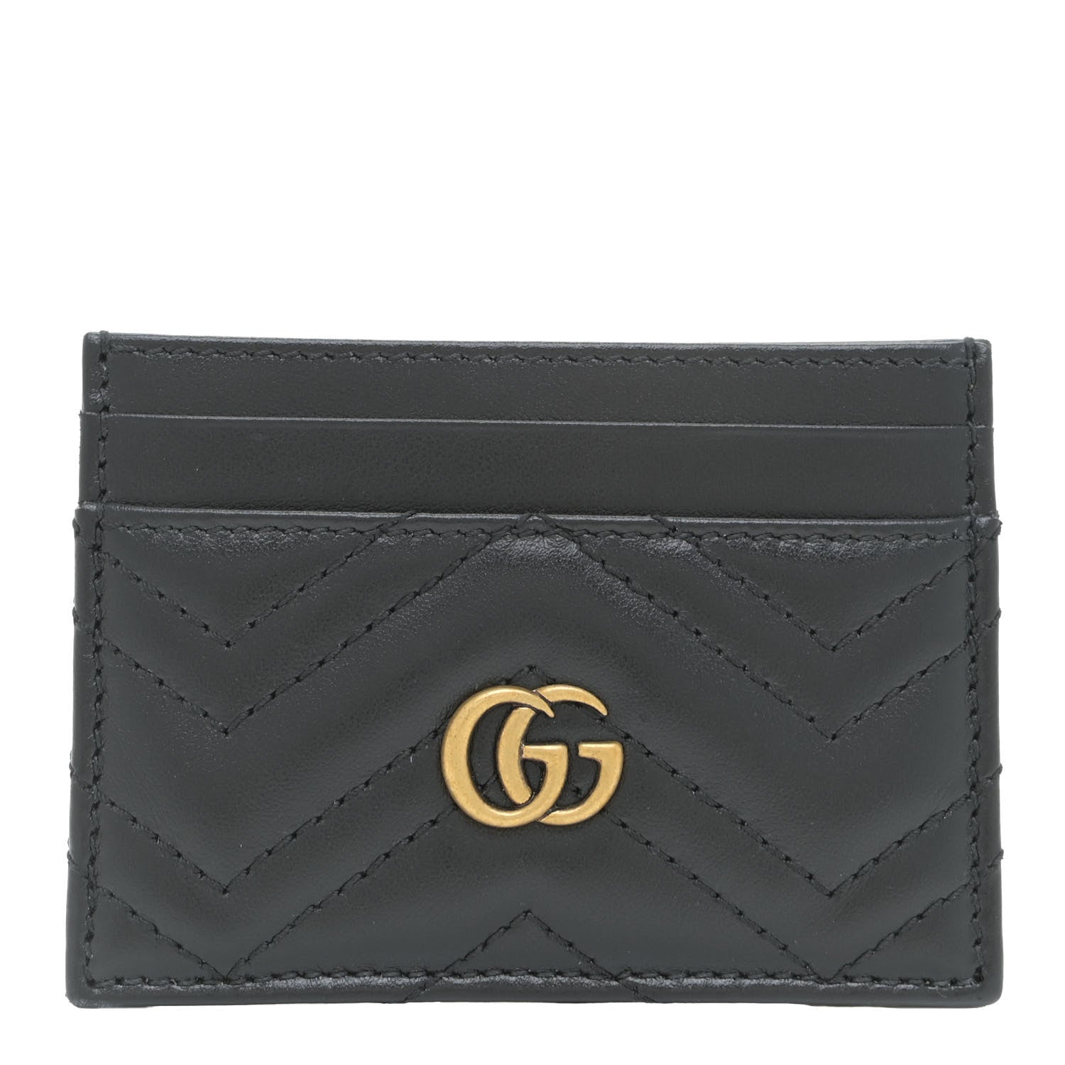Gucci Calfskin Matelasse GG Marmont Card Holder Black 1 of 17