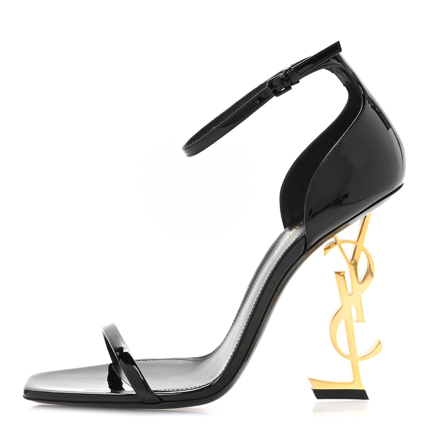 Patent Calfskin Opyum 110 Sandals 39.5 Black Gold