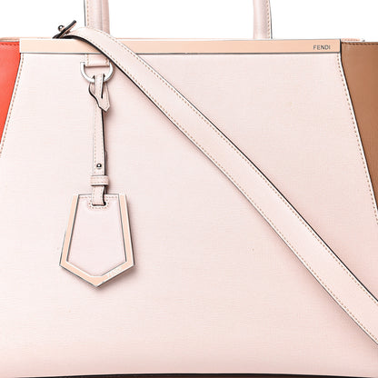 Fendi Vitello Elite Colorblock Regular 2Jours Tote Rosa Plaster Orzo Papavero 7 of 14