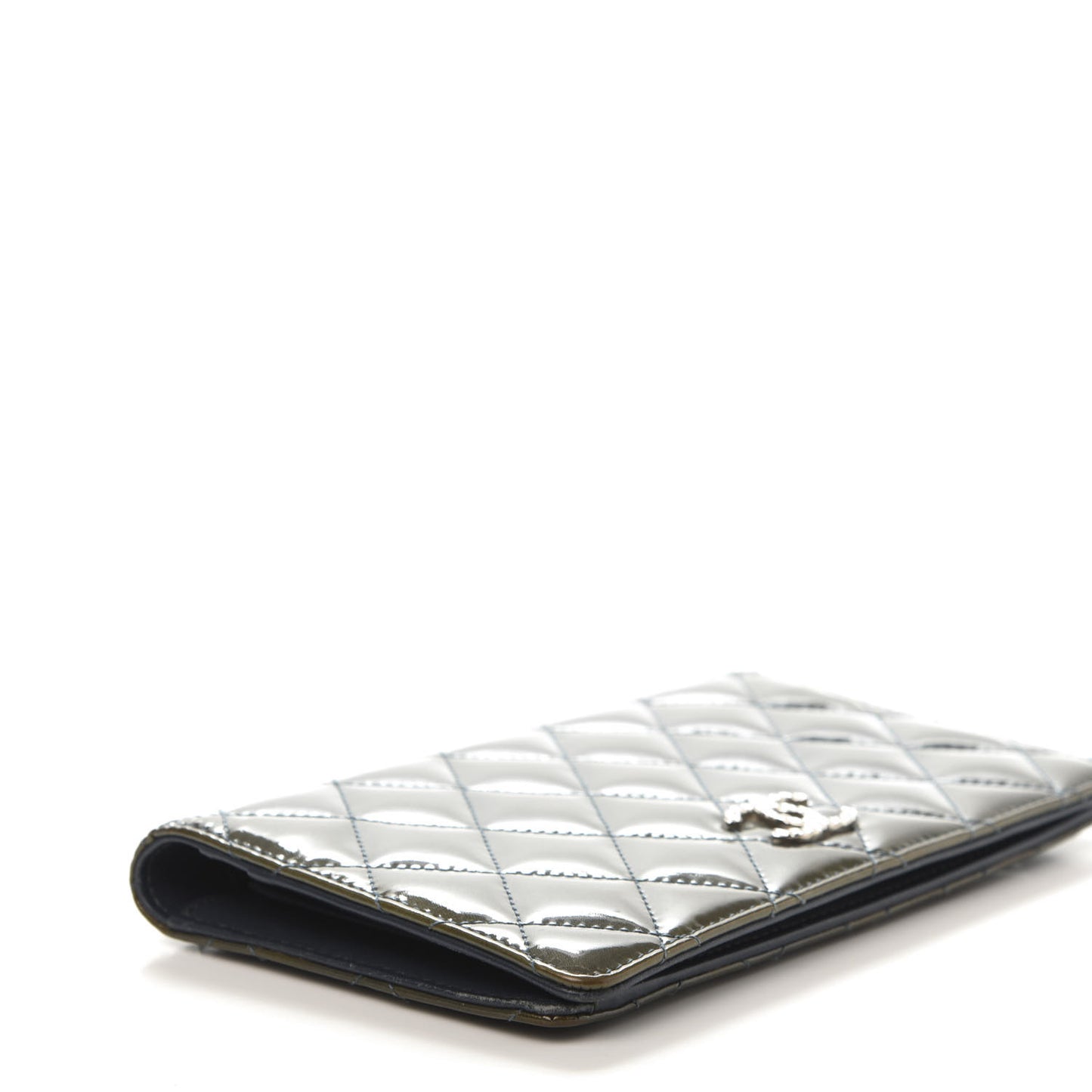 Patent Quilted Brilliant Yen Wallet Blue Fonce