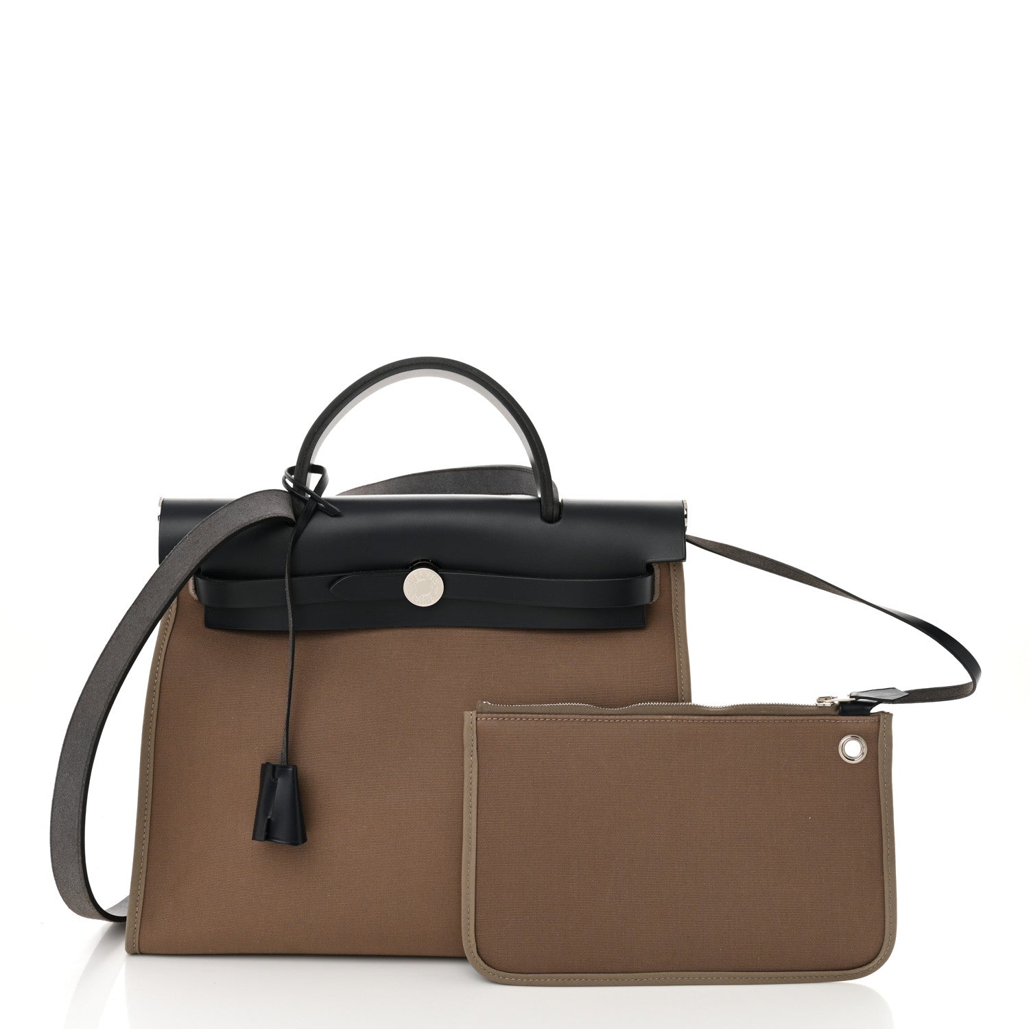 Hermes Vache Hunter Toile Herbag Zip 31 PM Etoupe Bleu Indigo 3 of 12