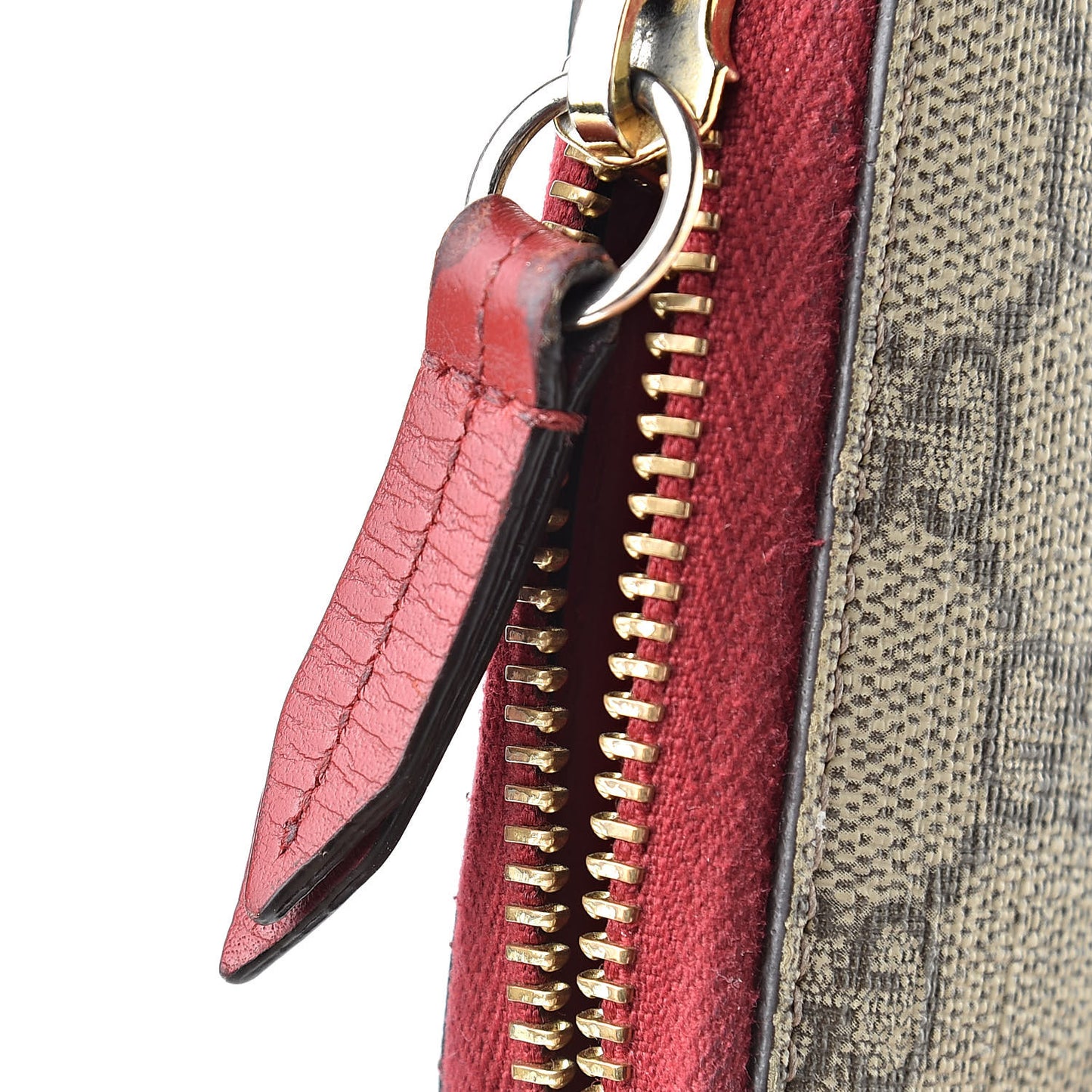 GG Supreme Monogram Embroidered Rainbow Zip Around Wallet Red