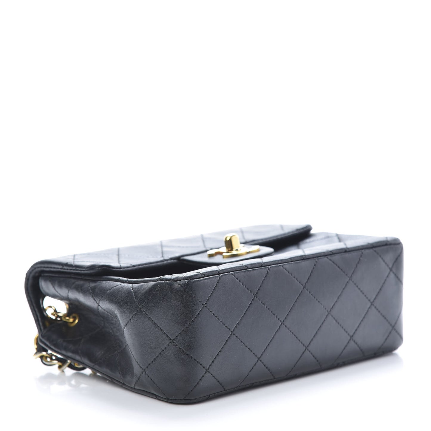 Lambskin Quilted Mini Square Flap Black