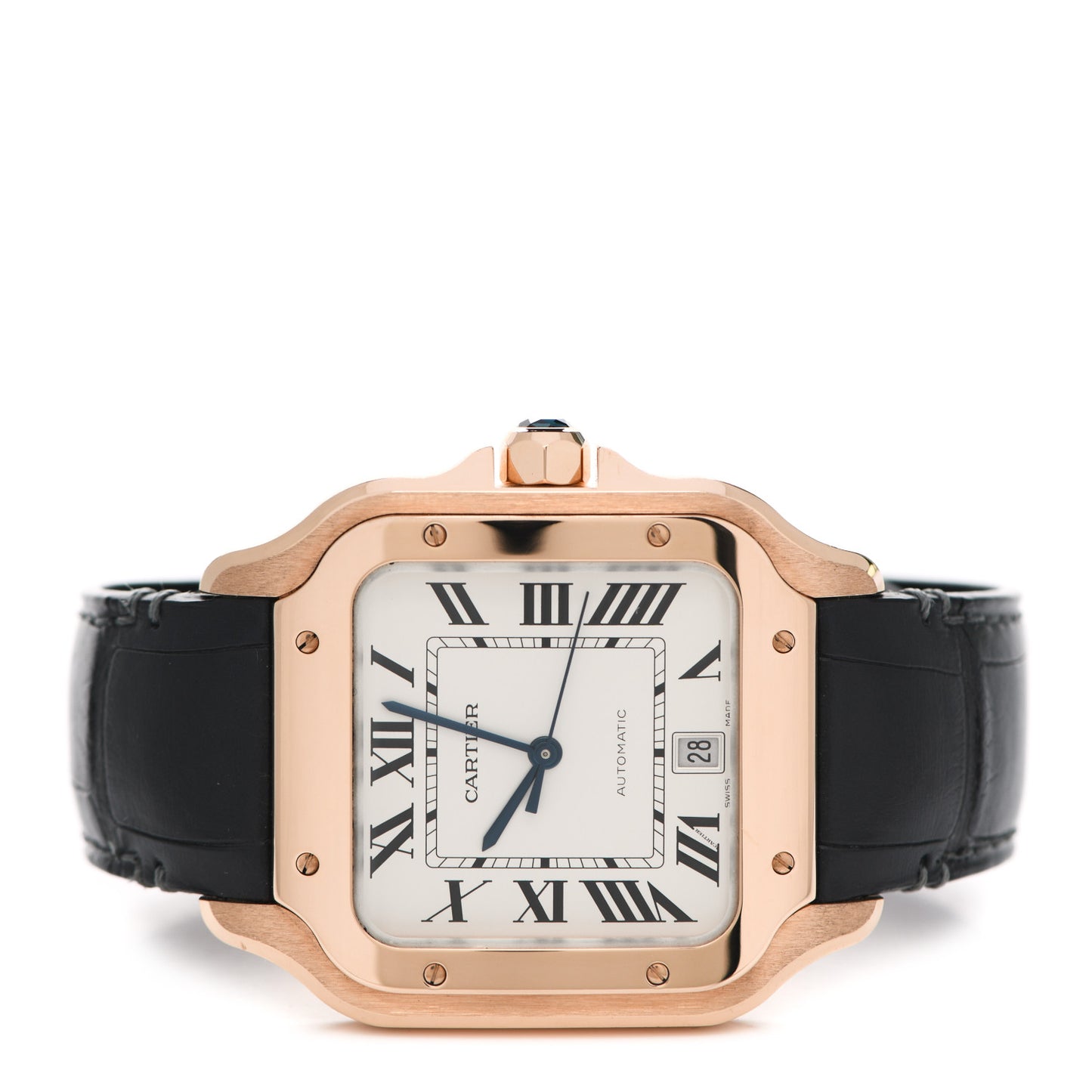 18K Pink Gold Alligator 39.8mm Santos de Cartier Automatic Watch
