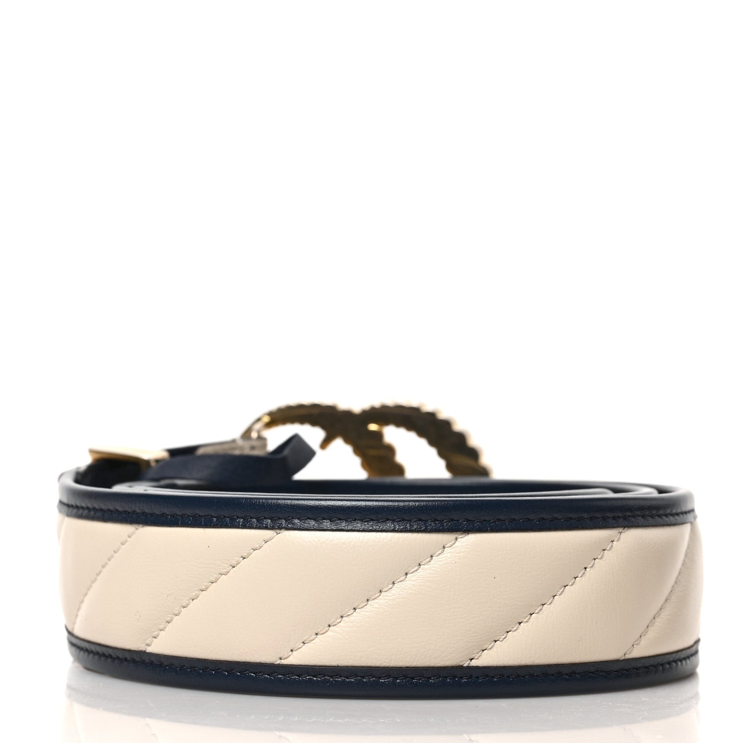 Gucci Azalea Calfskin Matelasse Diagonal Torchon Double G 40mm Belt 95 38 Mystic White Blue Agata 2 of 4
