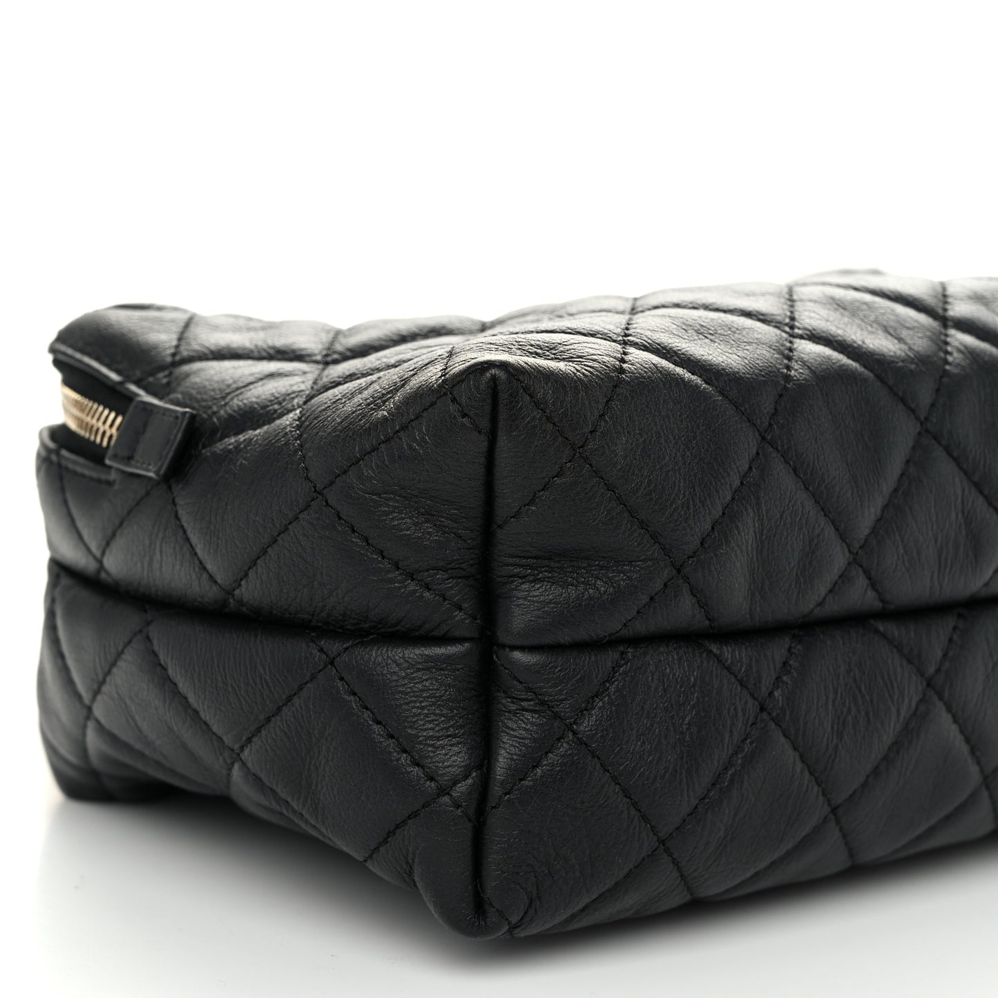Calfskin Quilted Small Bowling Bag Black