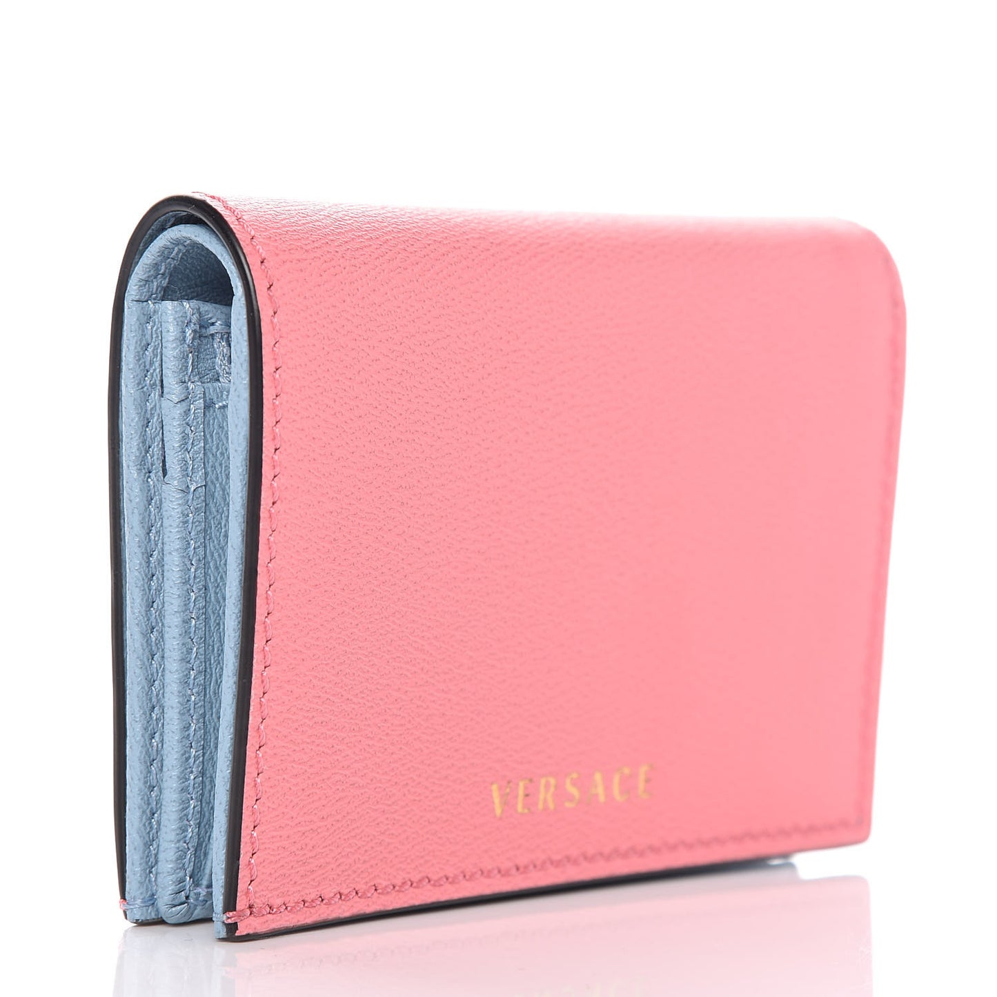 Calfskin Large Medusa Flap Over Wallet Pink Blue