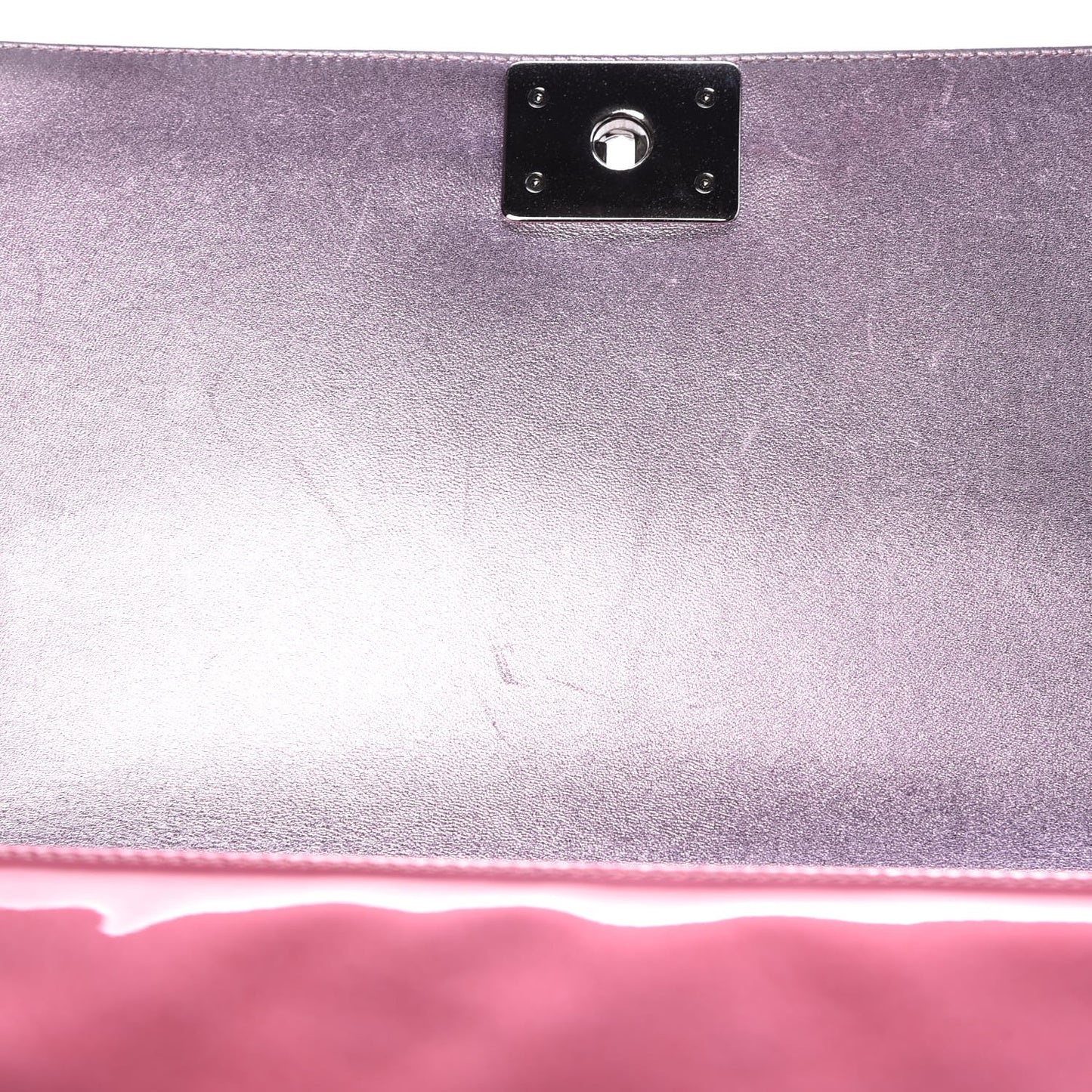 Metallic Patent Calfskin Quilted New Medium Boy Flap Light Pink