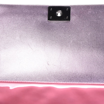 Chanel Metallic Patent Calfskin Quilted New Medium Boy Flap Light Pink 8 of 9