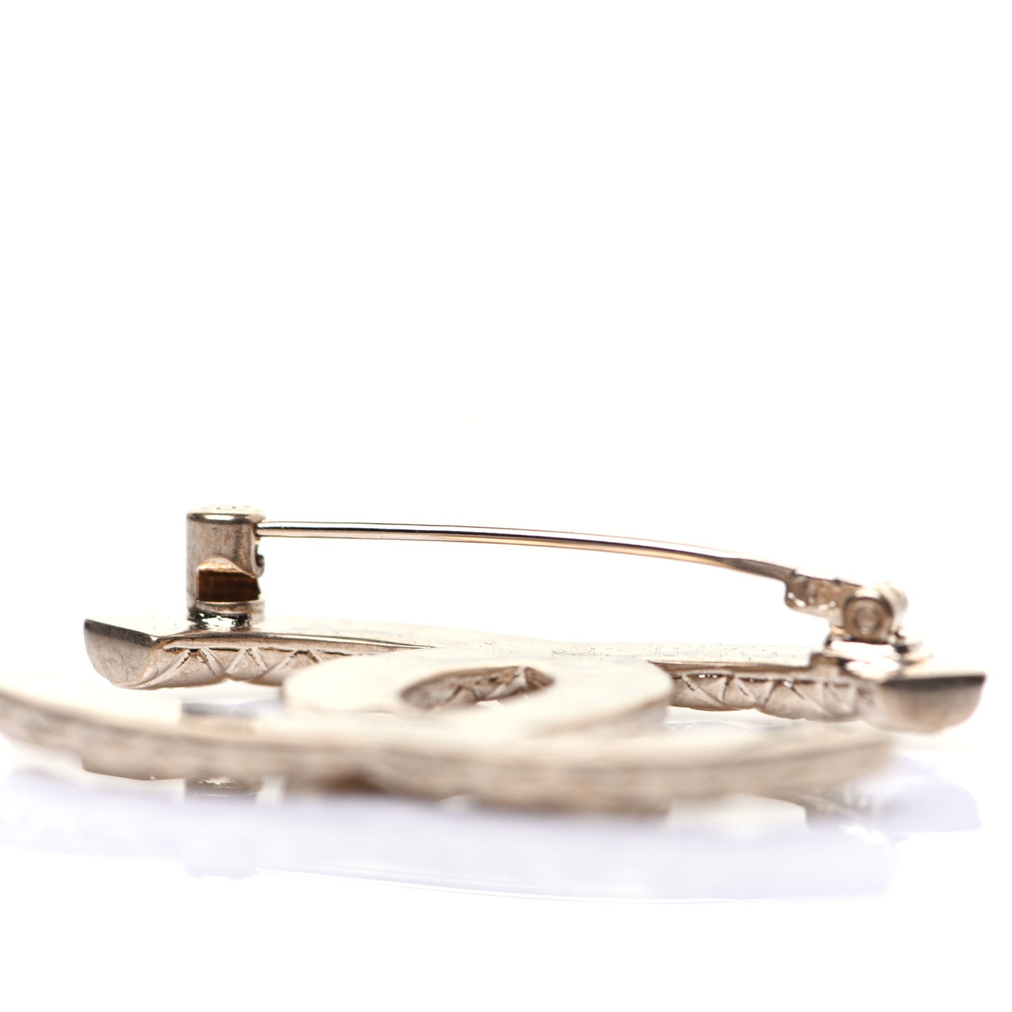 Metal CC Diamond Quilted Brooch Light Gold