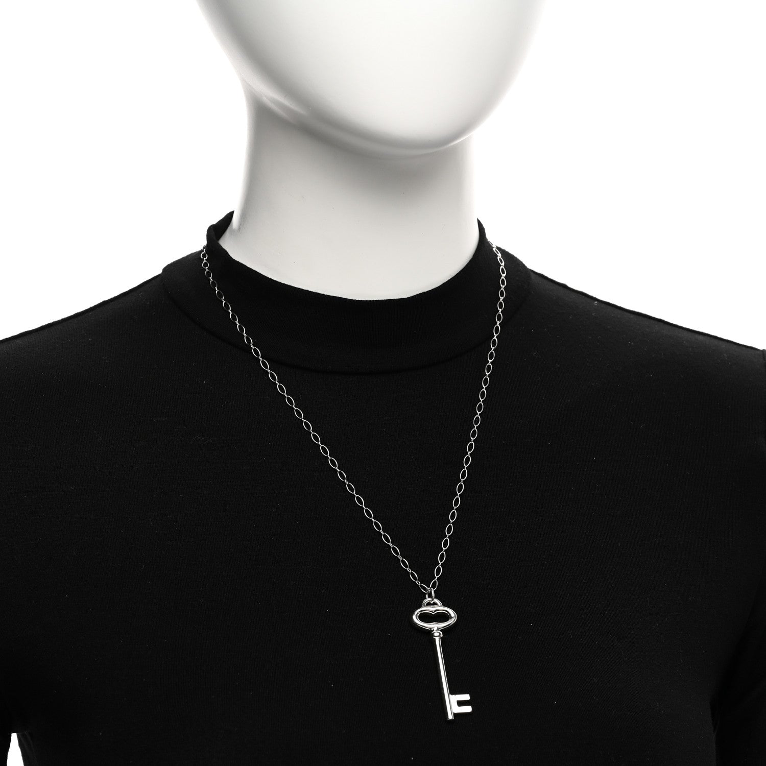 Tiffany Sterling Silver Oval Key Pendant Necklace 2 of 5