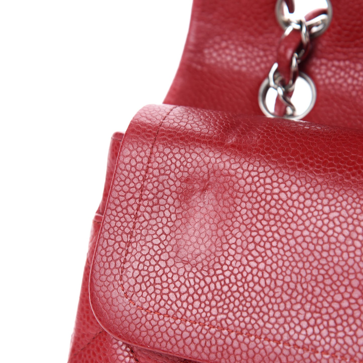 Caviar Quilted Medium Double Flap Red