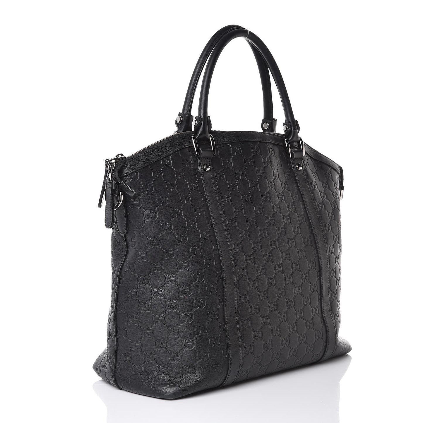 Guccissima Large GG Charm Convertible Dome Satchel Black