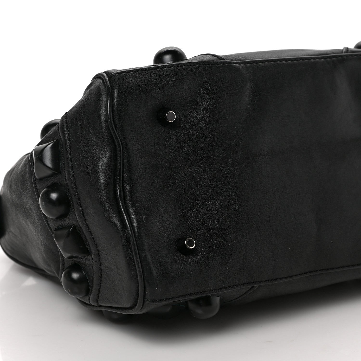 Burberry Calfskin Mega Stud Chester Bowling Bag Black 7 of 8