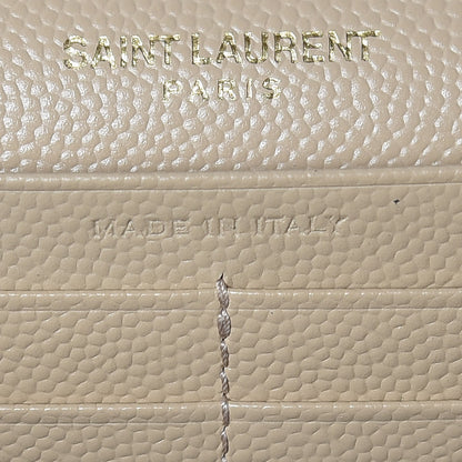 Saint Laurent Grain De Poudre Matelasse Chevron Monogram Chain Wallet Nude Powder 9 of 10