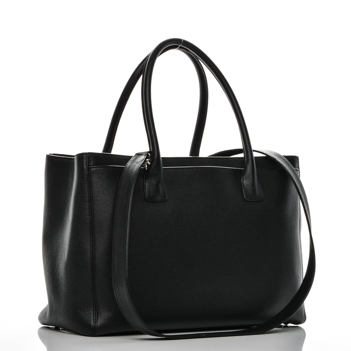 Calfskin Cerf Executive Shopper Tote Black