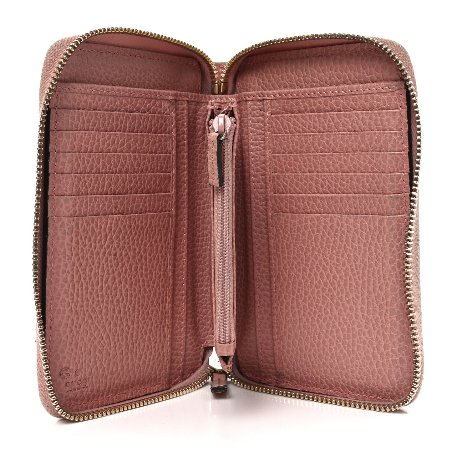 Monogram Dollar Calfskin Zip Around Compact Wallet Beige Ebony Soft Pink